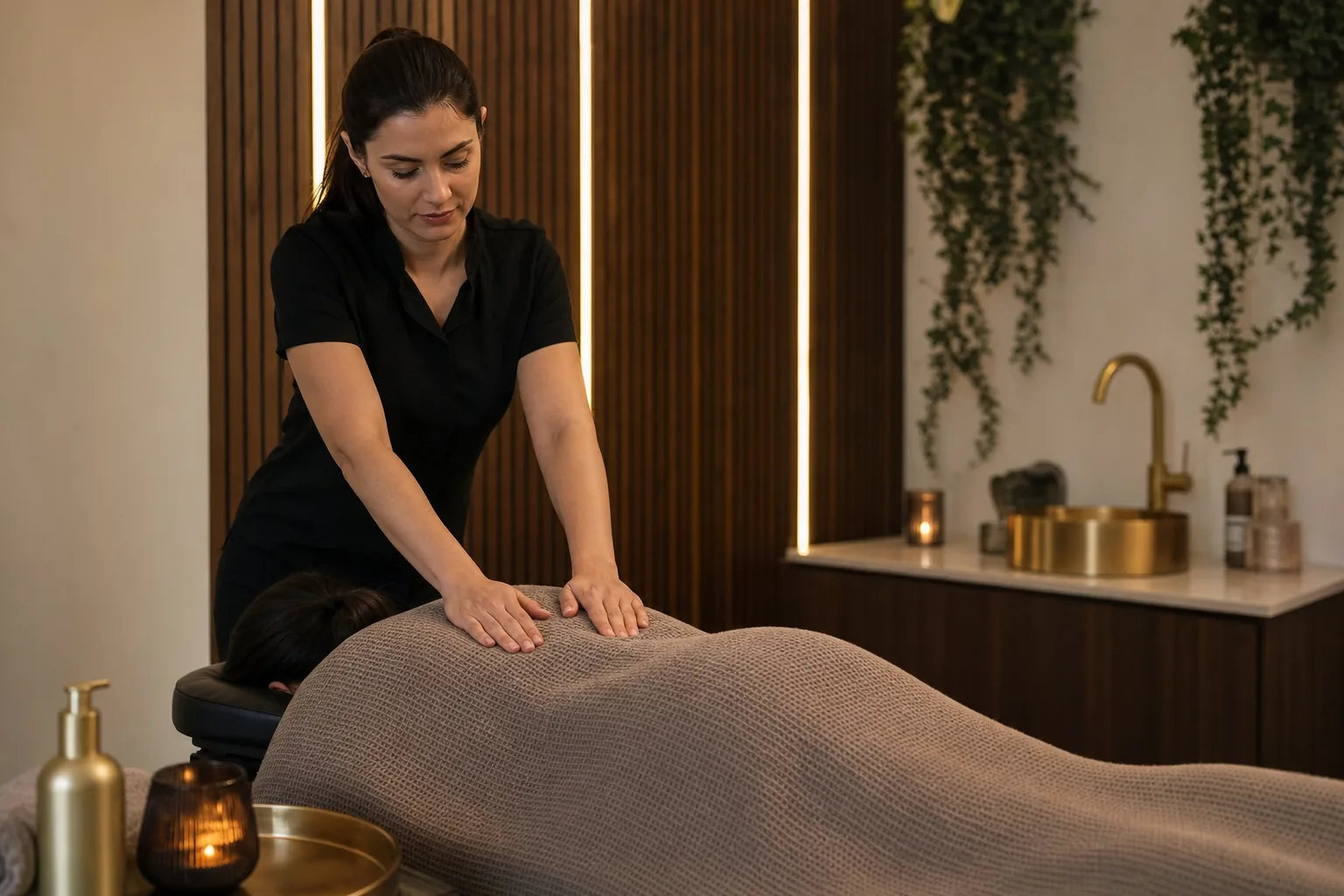 Massage i lugnt behandlingsrum